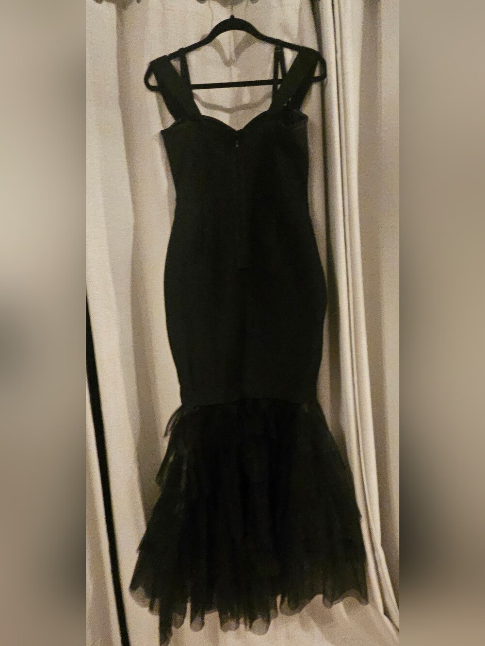 Fashion Nova Black Tulle-Hem Mermaid Maxi Dress - Picture 6 of 8
